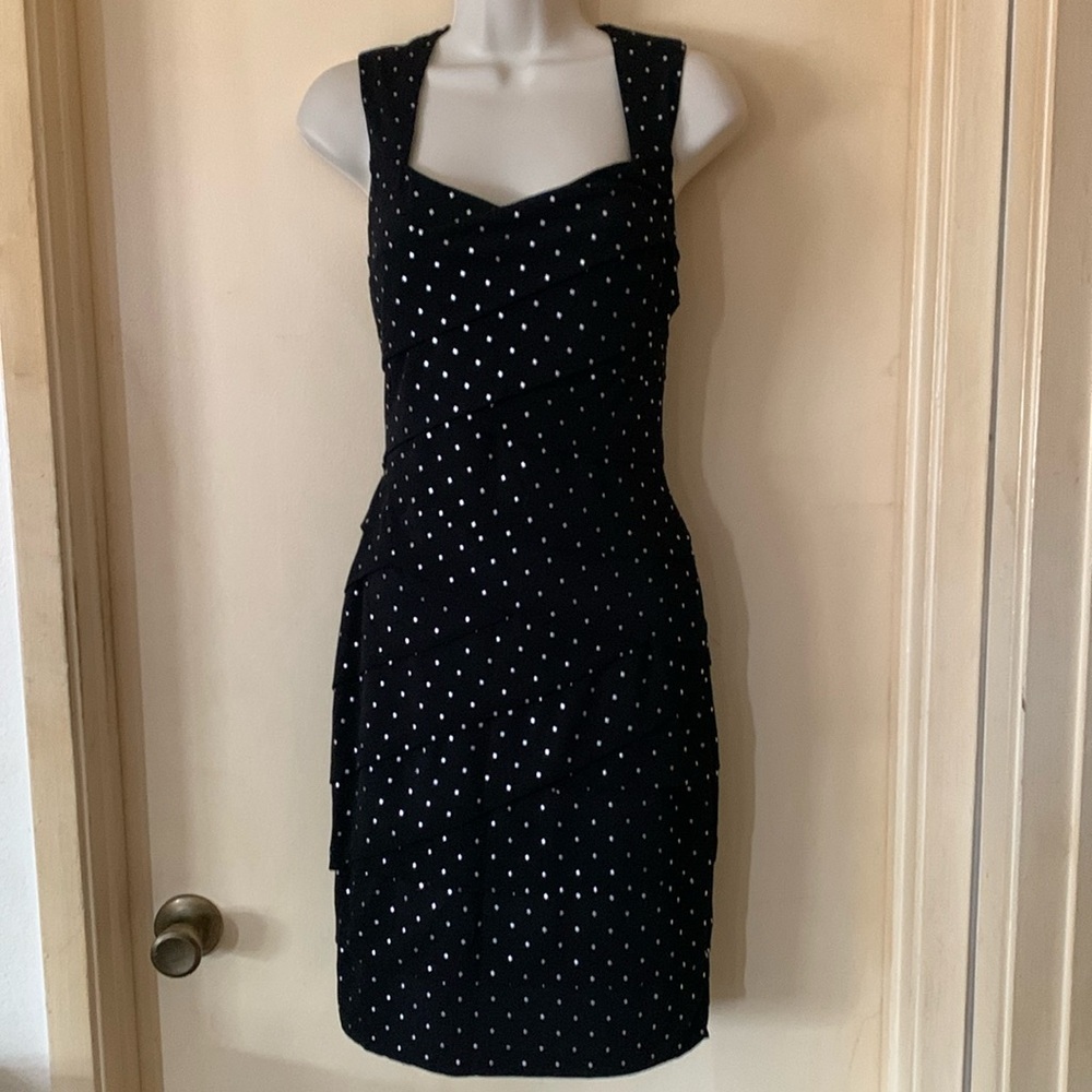 White House/Black Market layered black and silver dress size 6